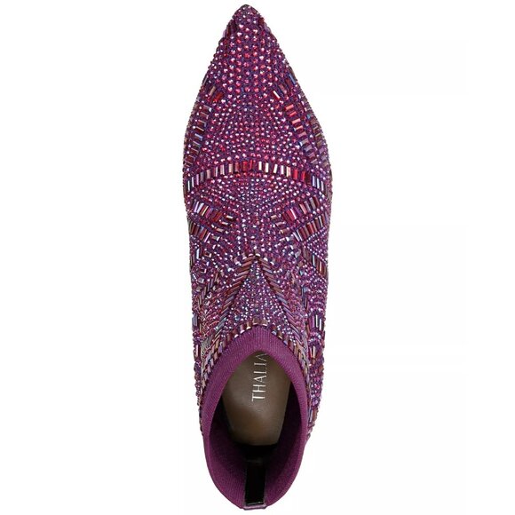 120$ Thalia Sodi Kami Embellished Rhinestone Dress Ankle Booties Size 8 Purple - Picture 4 of 5